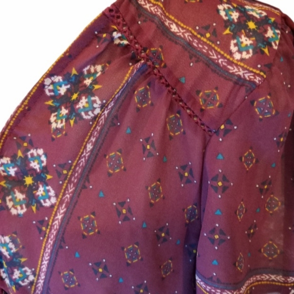 Knox Rose Bohemian Purple Babydoll Top - Picture 3 of 7